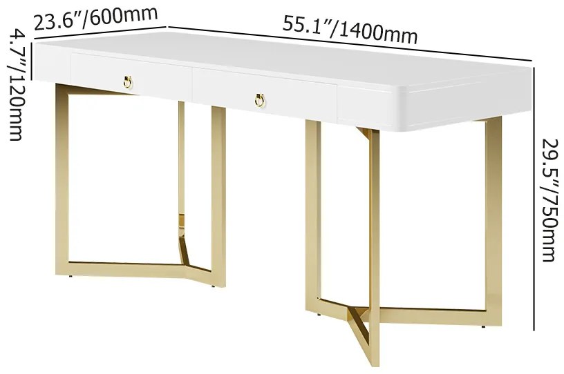 Birou dreptunghiular art nouveau culoare: alb DEPRIMO 12165 by Deprimo