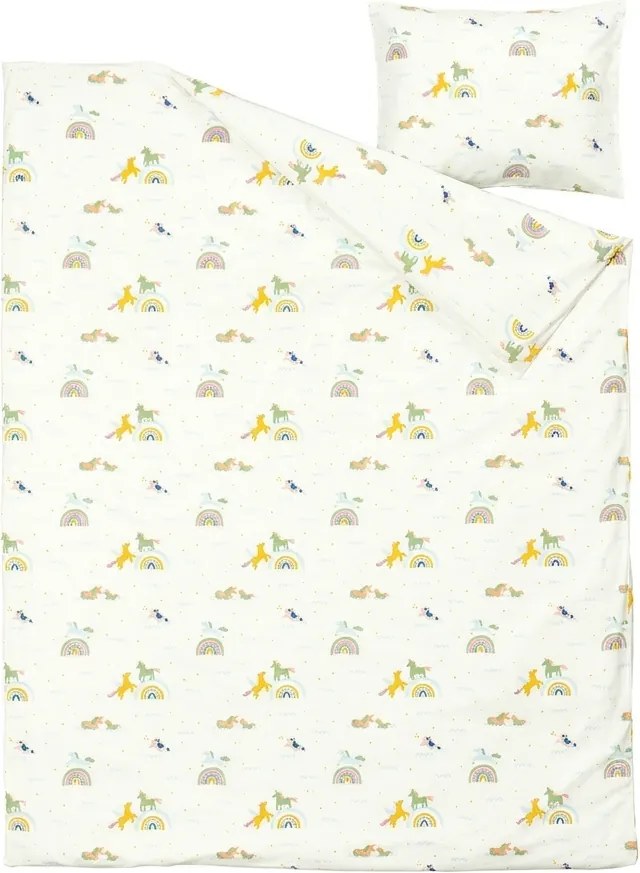 Lenjerie de pat pentru copii MAGIC UNICORN TALES alb, 100% bumbac Dimensiune lenjerie de pat: 70 x 80 cm | 140 x 200 cm