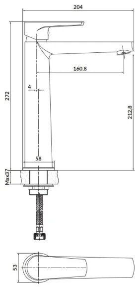Cersanit S951-363 - Baterie lavoar MODUO 27,2 cm crom lucios