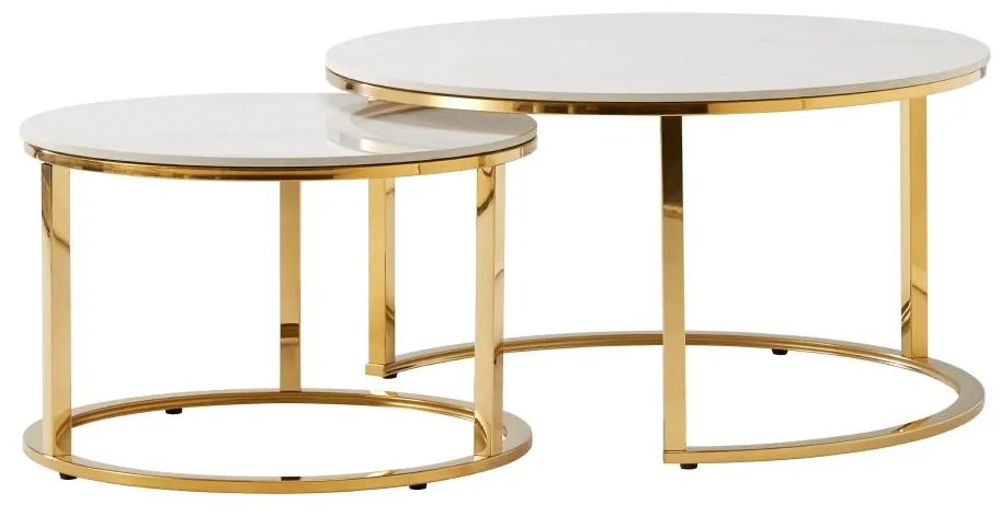 Set 2buc mese de cafea Disponer (marmură deschis + auriu) . 1116298