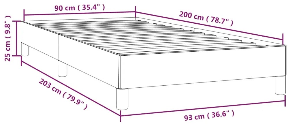 Cadru de pat, alb, 90x200 cm, piele ecologica Alb, 25 cm, 90 x 200 cm