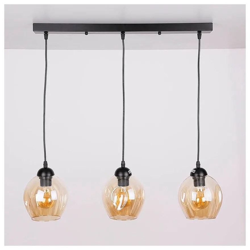 Lustră neagră cu abajur din sticlă 14x70 cm Aspa – Candellux Lighting