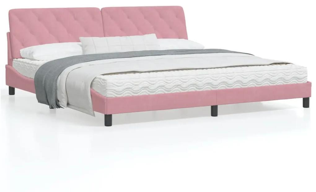 3207946 vidaXL Cadru de pat cu tăblie, roz, 200x200 cm, catifea