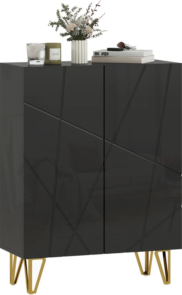 HOMCOM Dulap pentru pantofi cu 2 uși, raft pentru pantofi, depozitare pentru pantofi cu 3 rafturi reglabile 72 x 31,5 x 95 cm, Negru | Aosom Romania