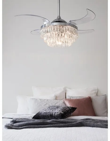 Ventilator LED de tavan FANAWAY 212923 VEIL 6xE14/4,5W/230V crom + telecomandă