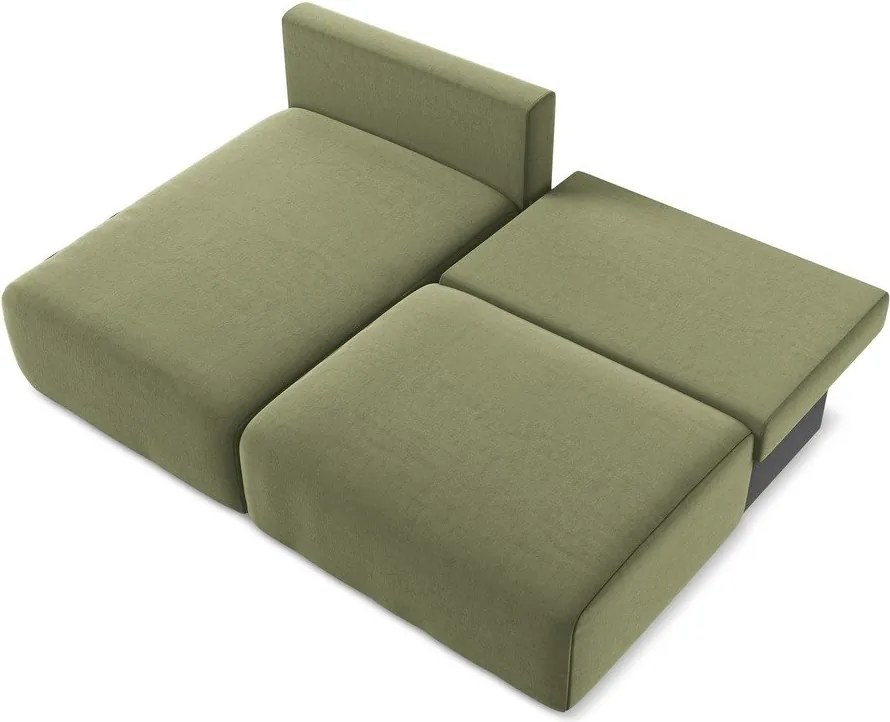 Colțar verde extensibil/cu spațiu de depozitare cu tapițerie din catifea (cu colț pe partea stângă/cu șezlong) Kalena – Makamii