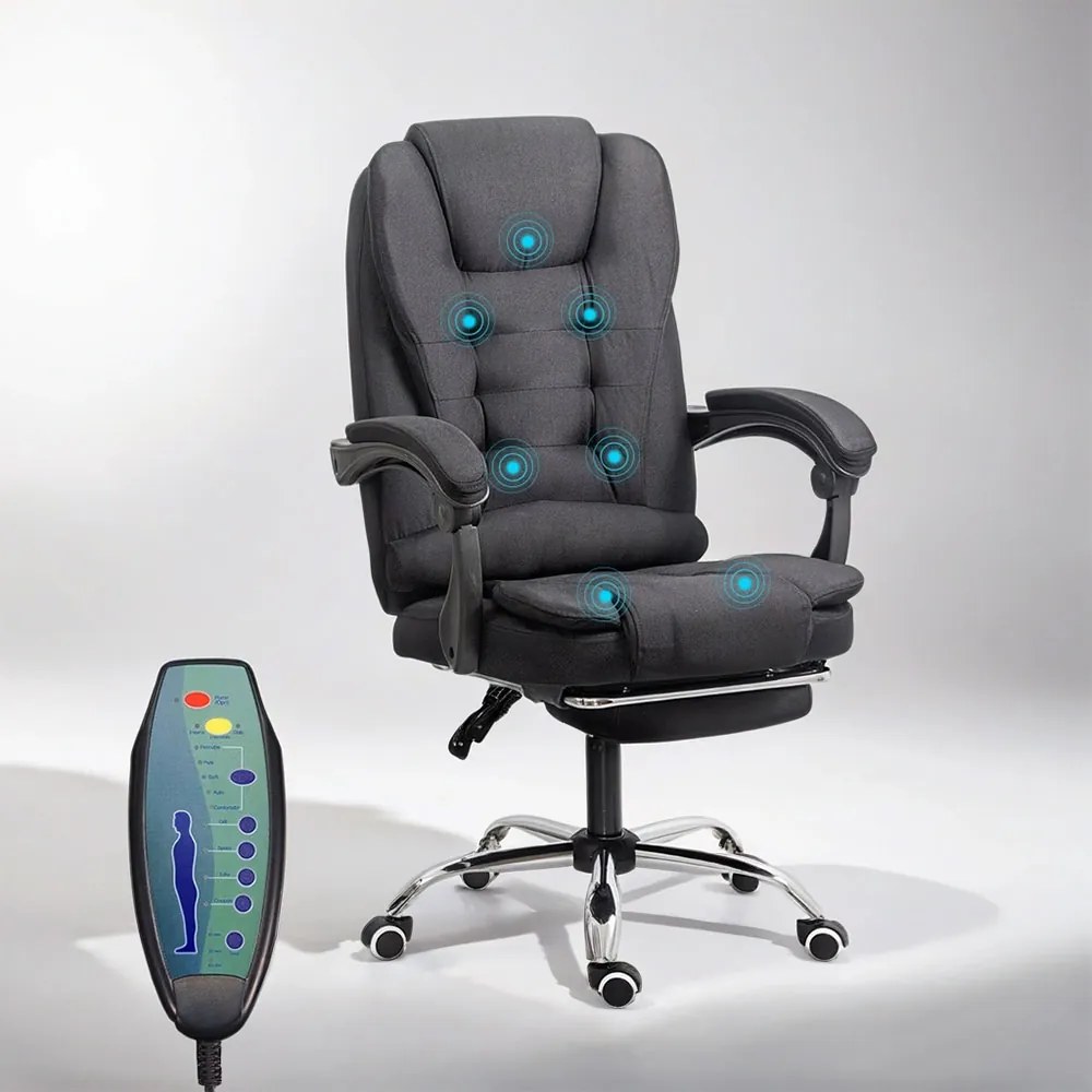 Scaun birou textil cu masaj in 7 puncte si baza metalica OFF 4181M negru