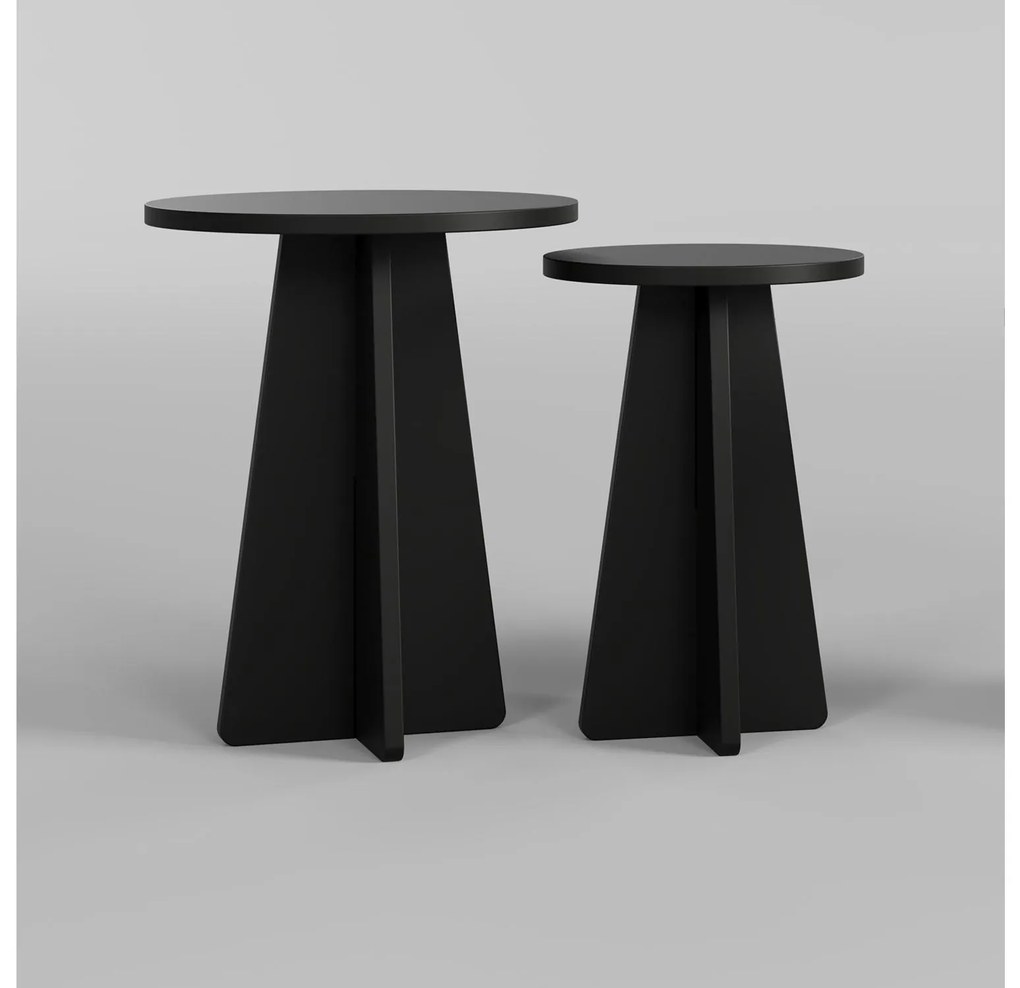 Set 2 buc măsuțe de cafea Madeline 3 (Negru). 1089600