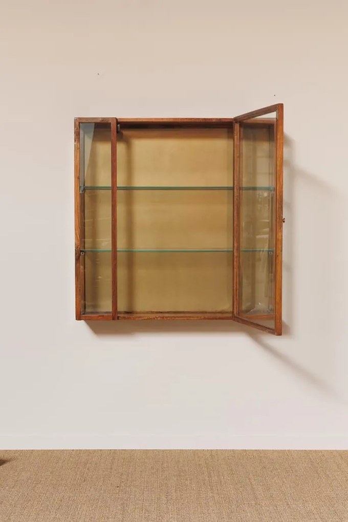 Vitrina din lemn de mango si sticla, cu aspect rustic, Azaria