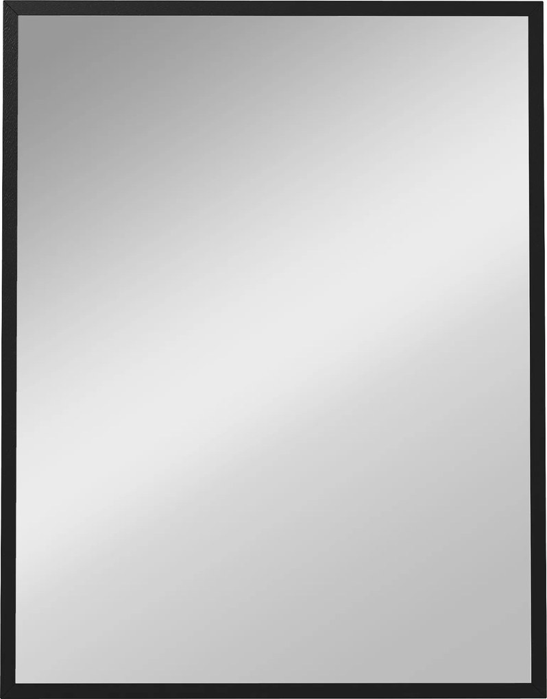 HOMCOM Oglindă de Perete din Sticlă și MDF, cu Cârlige, 70 x 90 cm, Negru | Aosom Romania