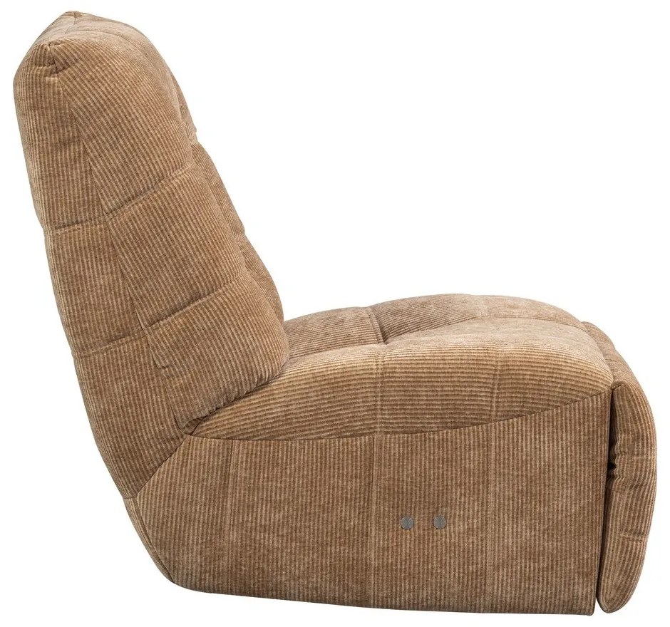 Fotoliu maro deschis reglabil de relaxare cu tapițerie din catifea reiată Hein – WOOOD