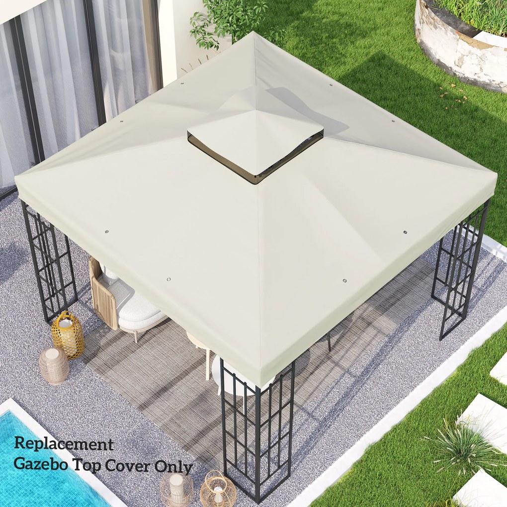 Outsunny invelis de inlocuire pentru Pergola de Gradina cu Doua Nivele si Orificii de Drenaj, 300x300 cm, Alb Crem | Aosom Romania