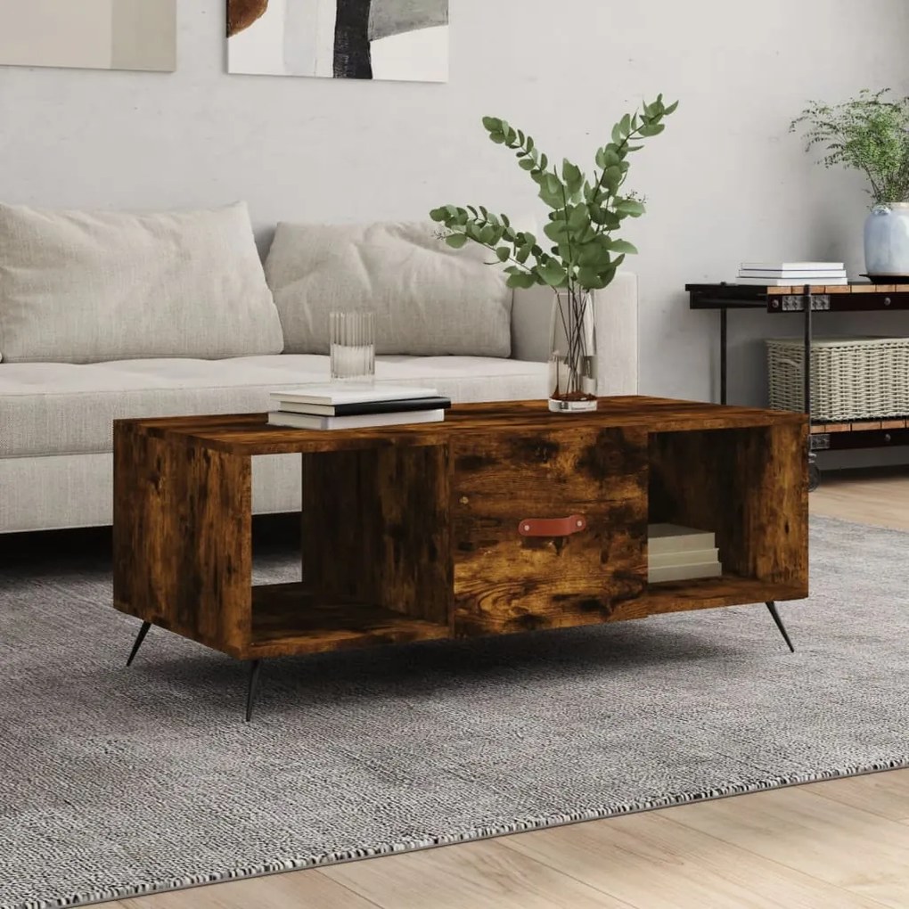 vidaXL Măsuță de cafea, stejar afumat, 102x50x40 cm, lemn prelucrat