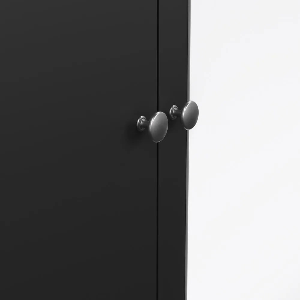 Șifonier negru cu oglindă 150x199x58 cm Madrid – Tvilum