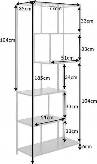 Raft design industrial Slim Line 185x77cm, negru