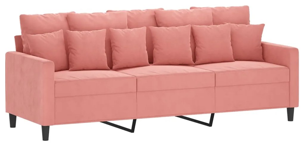 348888 vidaXL Canapea cu 3 locuri, roz, 180 cm, catifea