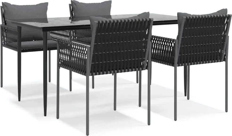 vidaXL Set mobilier de grădină cu perne, 5 piese, poliratan și oțel