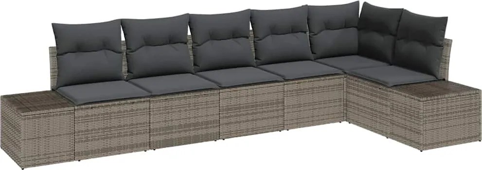 vidaXL Set de canapele pentru grădină cu pernă 6 pcs Gri poliratan