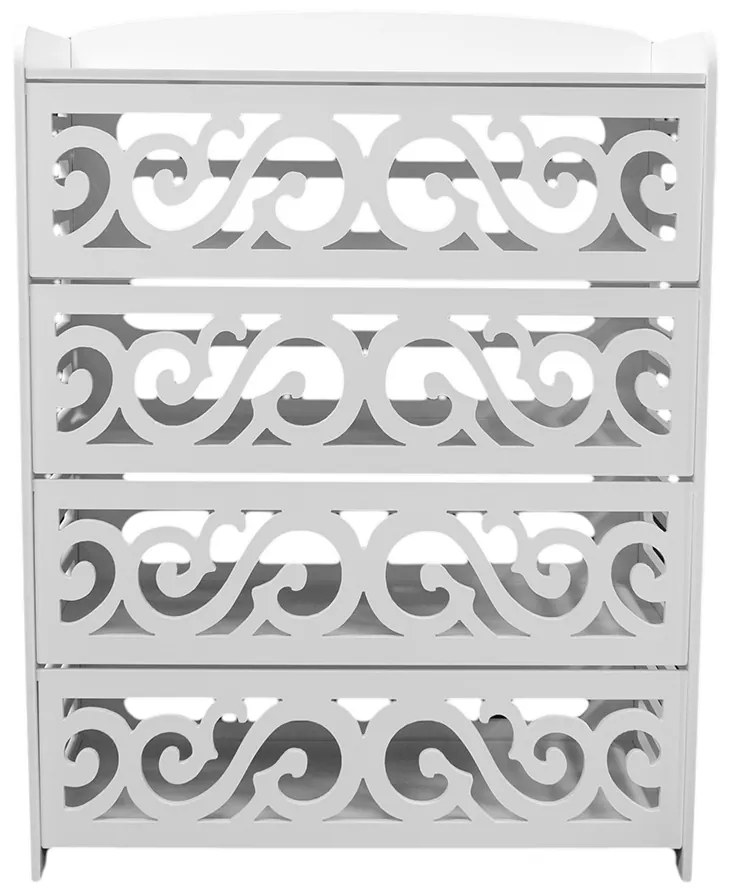 Pantofar cu 4 compartimente, Naimeed D3467, culoare Alb, 80 x 60 x 30 cm