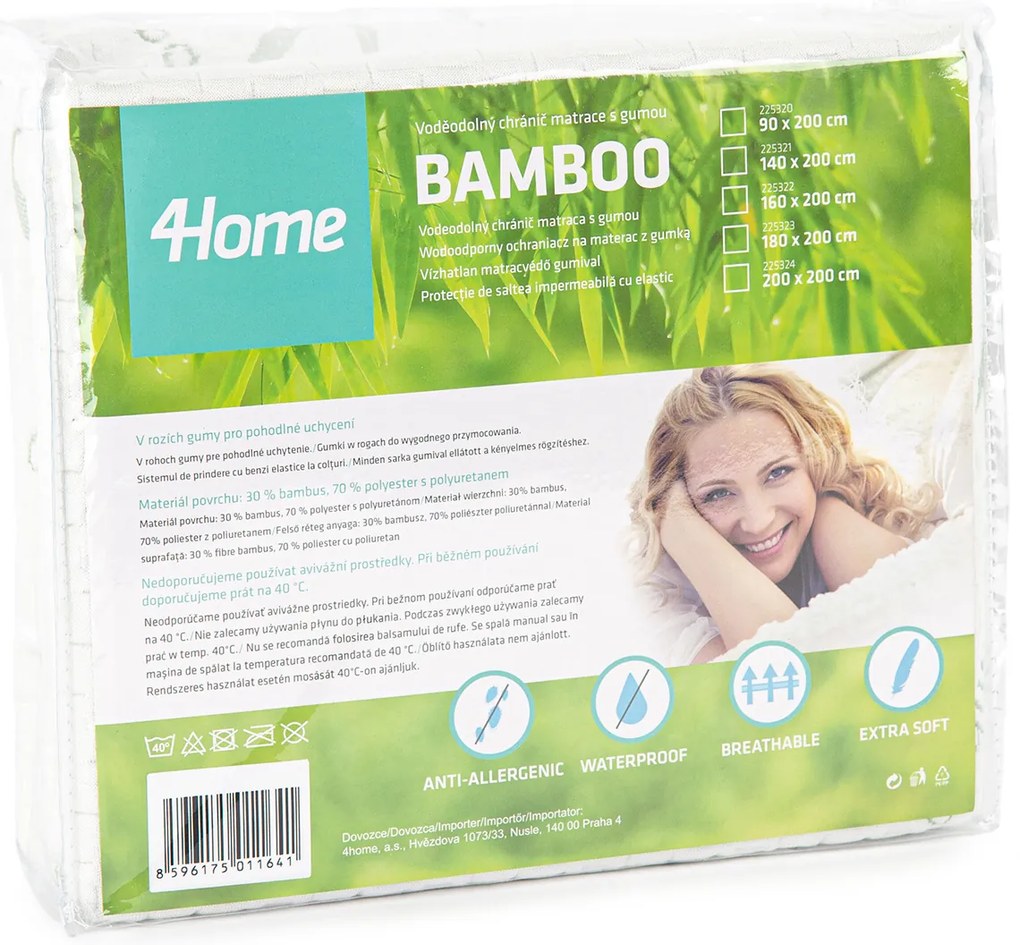 Protecție impermeabilă pentru saltea 4Home Bamboo cu elastic, 160 x 200 cm, 160 x 200 cm