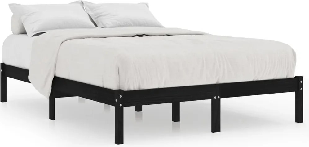 vidaXL Cadru de pat, negru, 200x200 cm, lemn masiv de pin