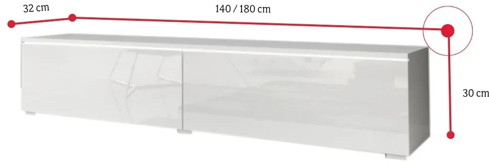 Supermobel Comoda TV LOWBOARD D 180, 180x30x32, stejar wotan/alb luciu