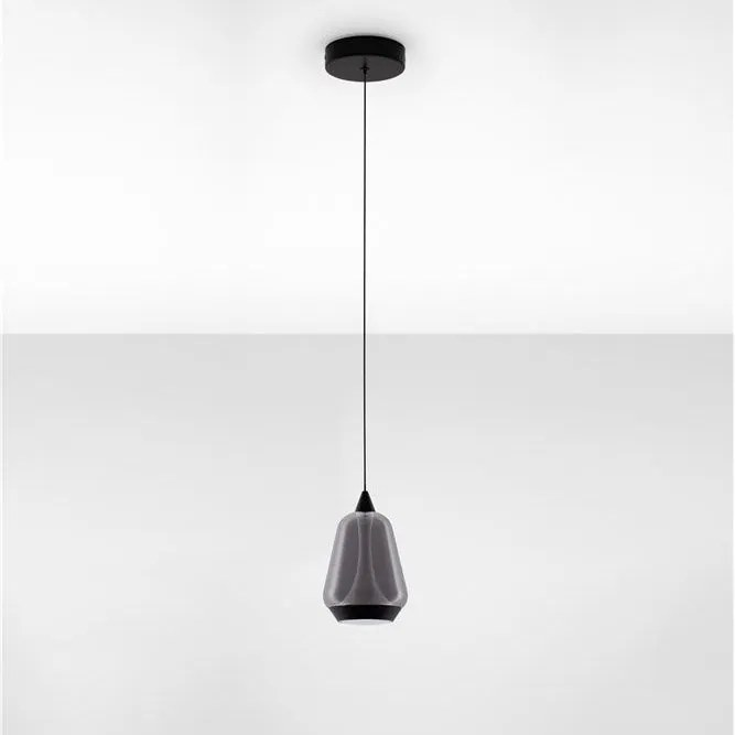 Pendul LED modern, Metal, Sticla, Fumuriu, ALISH