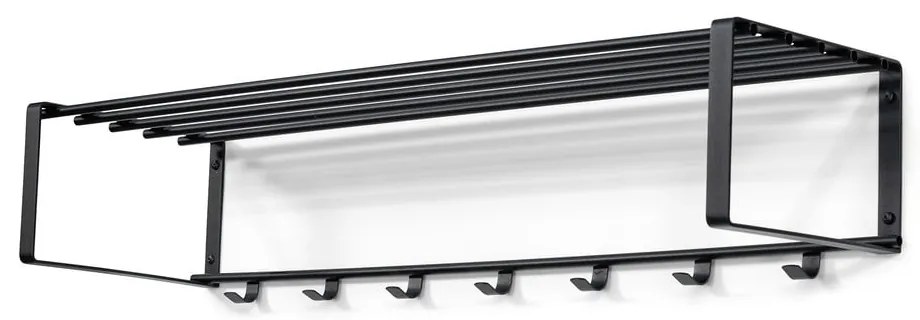 Cuier de perete negru cu raft din metal 100 cm Rex – Spinder Design