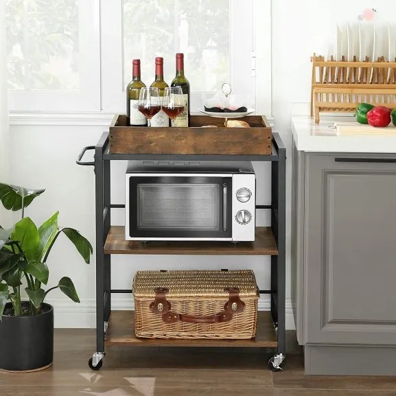 Carucior Băuturi Vintage, Maro Rustic, 86 x 72 x 40 Cm