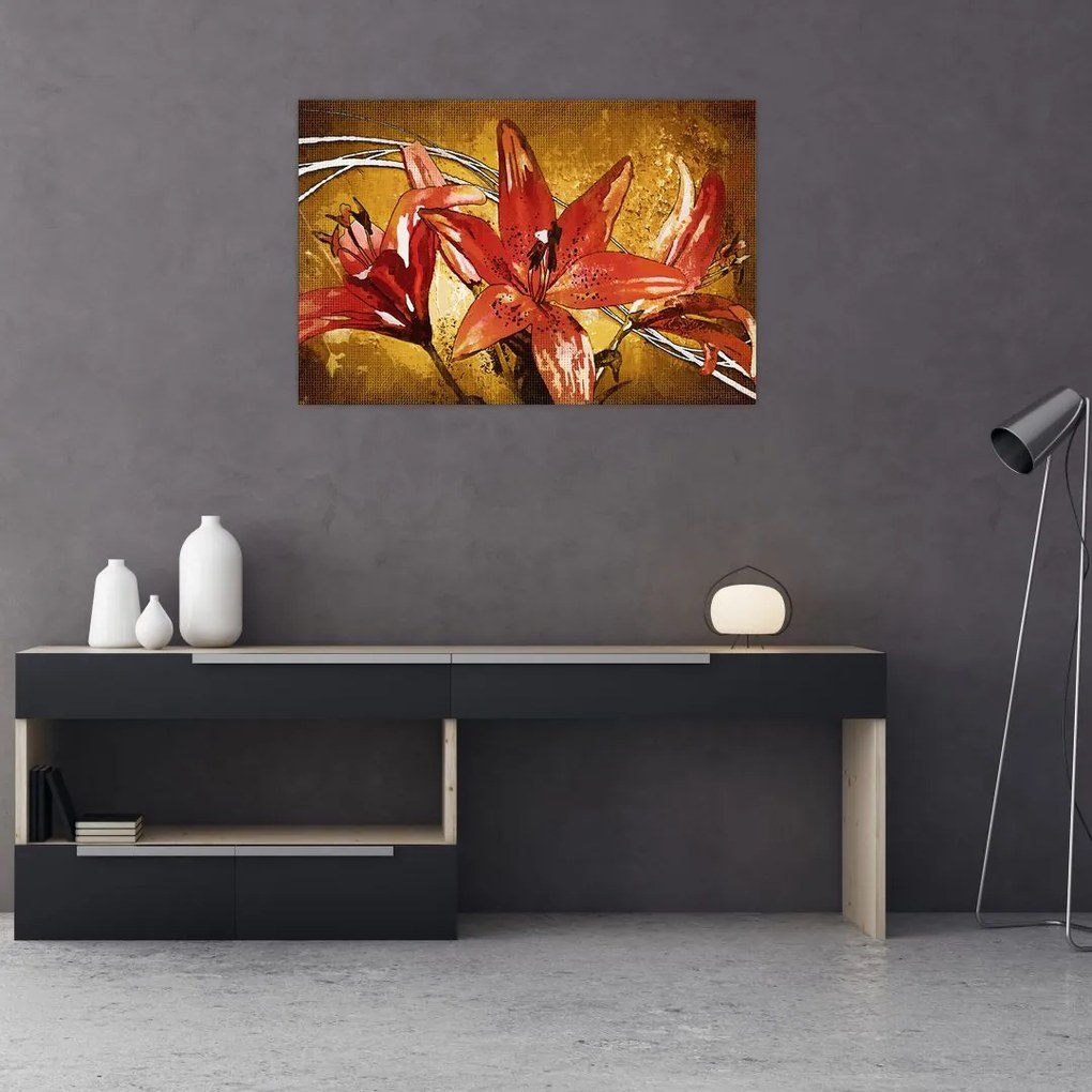 Tablou cu flori de crini (90x60 cm)
