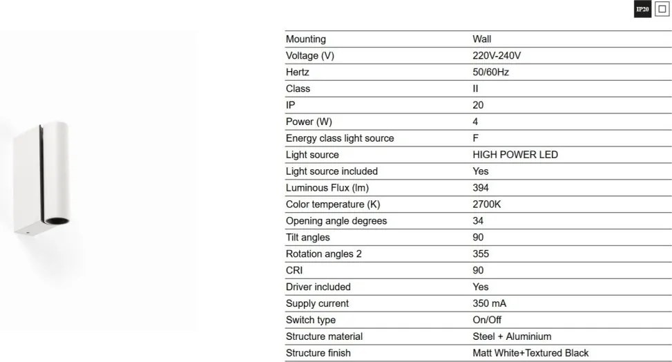 Aplica cu reader LED directionabil stil minimalist CRONOS alb