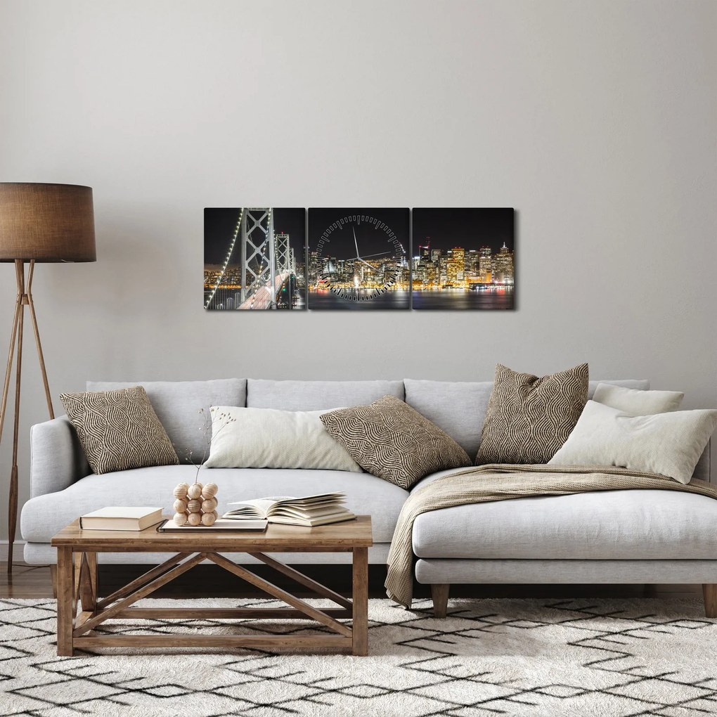 Tablou cu podul Brooklin și New York (cu ceas) (90x30 cm)