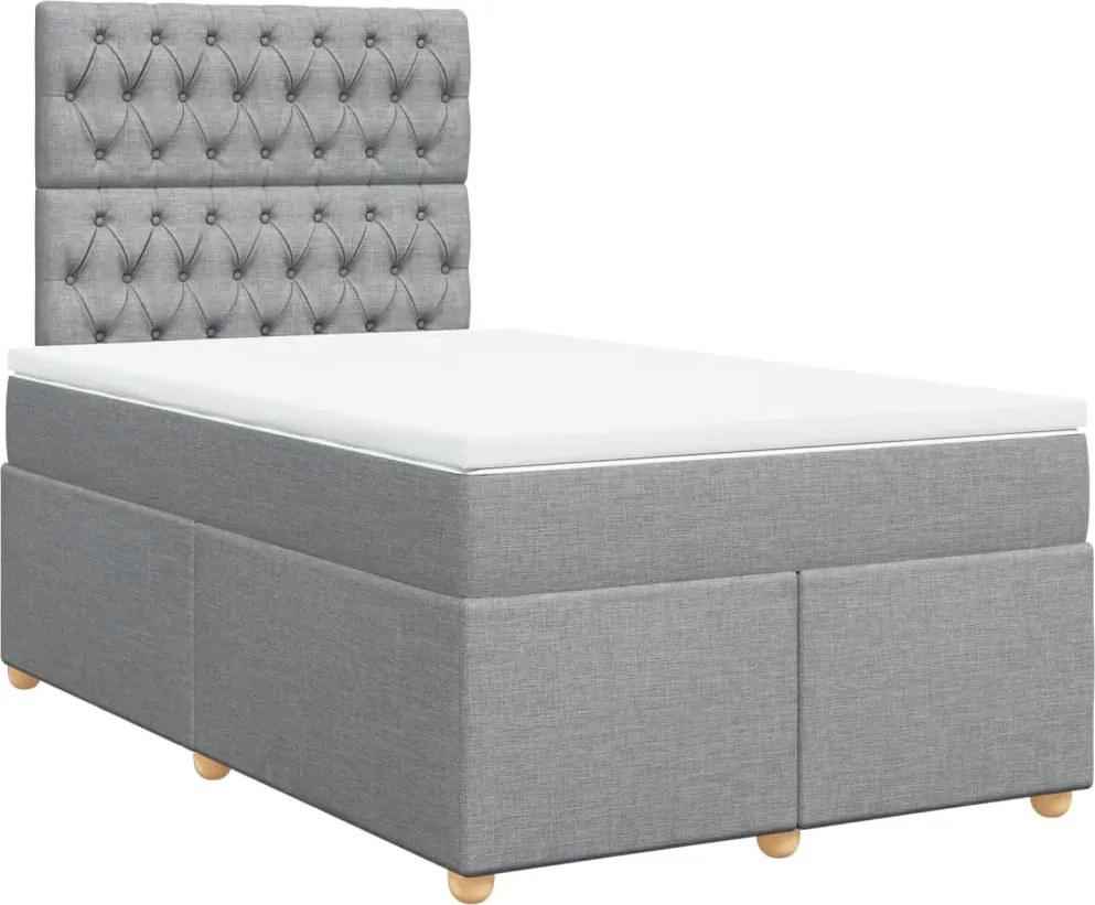 vidaXL Pat box spring cu saltea, gri deschis, 120x190 cm, textil