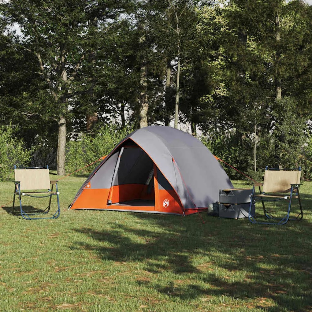 vidaXL Cort de Camping Gri și portocaliu 275 x 230 x 140 cm Poliester