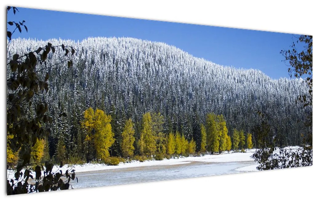 Tablou - munții înzăpeziți iarna (120x50 cm)