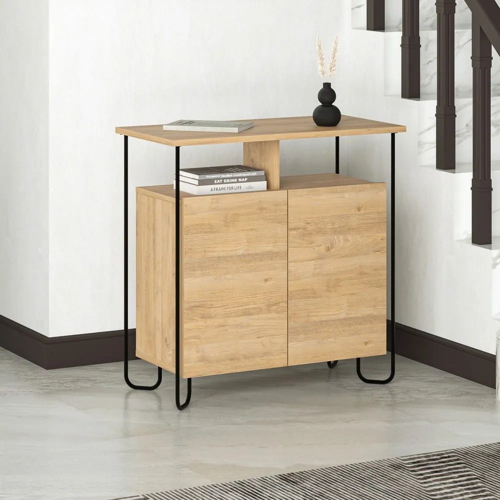 Dulap în culoare naturală cu aspect de lemn de stejar 80x80 cm Dilly – Marckeric