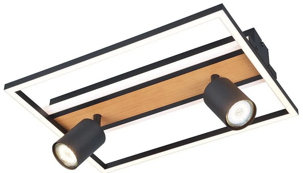 Plafoniera LED, Design Geometric, Lemn, 2xGU10, KORDA
