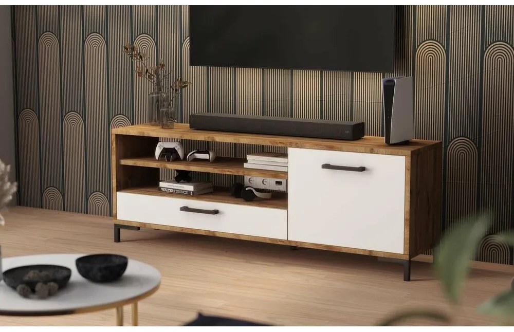 Dulap TV Cascade  (stejar lancaster + alb). 1098745