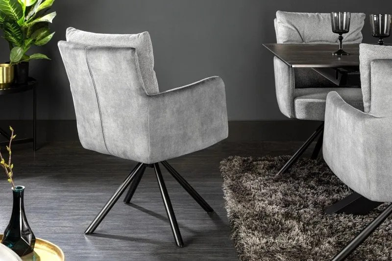 Set 2 scaune pivotante Big George, catifea/ tesatura gri