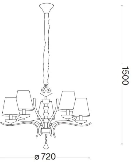 Lustră pe lanț Ideal Lux PEGASO 5xE14/28W/230V d. 72 cm auriu