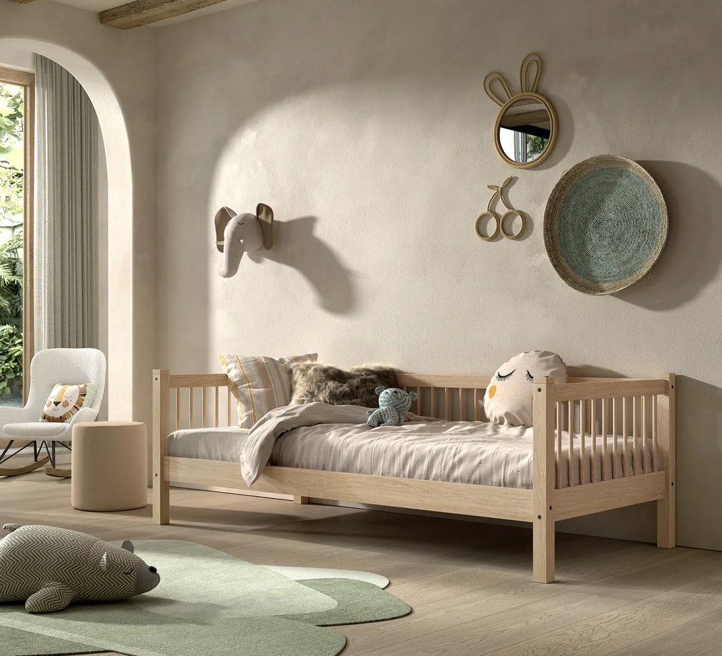 Pat Cabină Forrest Beech 90x200 cm, pentru Camera Copii, din Lemn de Fag, cu Sertar – Vipack
