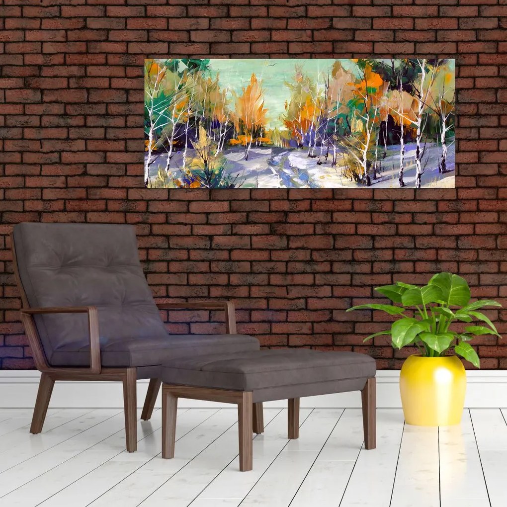 Tablou - Drum înzăpezit prin pădure (120x50 cm)