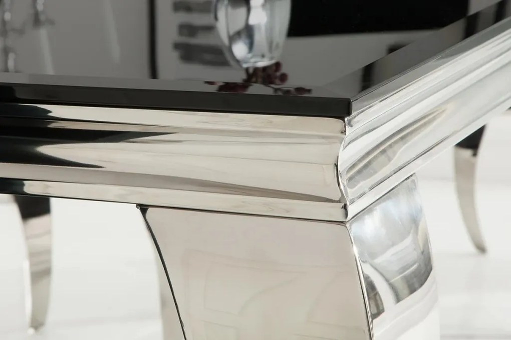 Masa Dining Eleganta, Sticla, Negru, Modern Barock 200cm