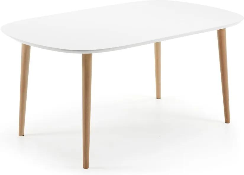 Masă de dining extensibilă din lemn de fag La Forma Oakland, 160 x 100 cm, alb