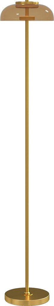 HOMCOM Lampadar de podea pentru living, lampă LED cu lumină caldă 3000 K și întrerupător la picior, Ø25x134cm, nuanță alamă | Aosom Romania