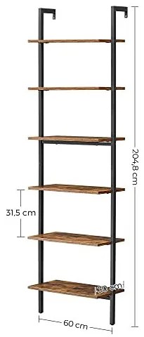 Etajera Multifunctionala Tip Scara, Maro / Negru, PAL Melaminat, Vasagle, LLS103B01