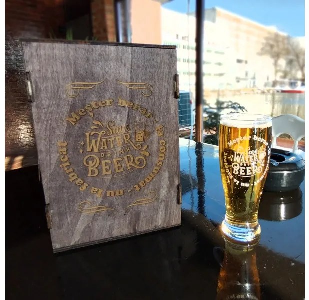 Set "mester berar", pahar personalizat 300ml