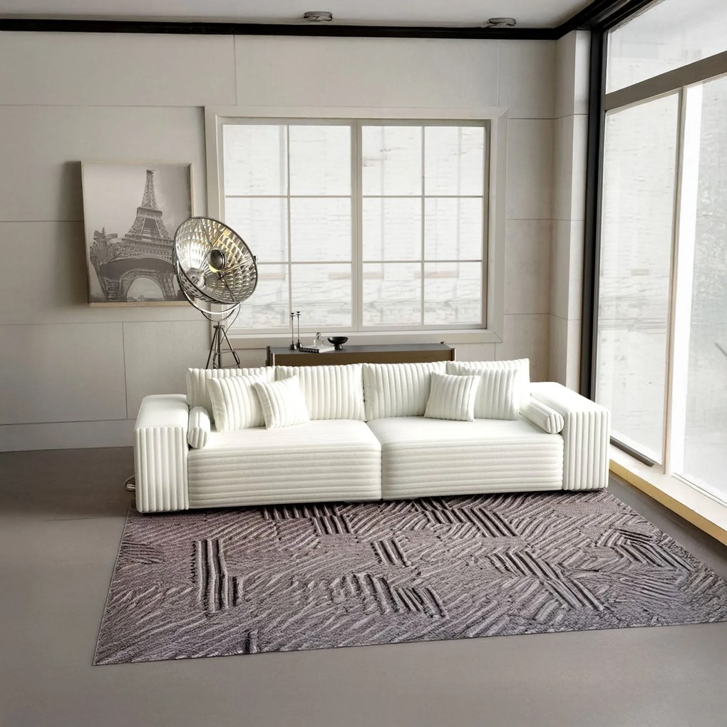 Canapea extensibilă dumonde cu ladă de depozitare si sezut confortabil din spuma high-density, Marbela Ambience Ivory XXL 295x100 cm