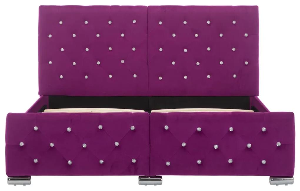 Cadru de pat, violet, 140 x 200 cm, material textil Violet, 140 x 200 cm