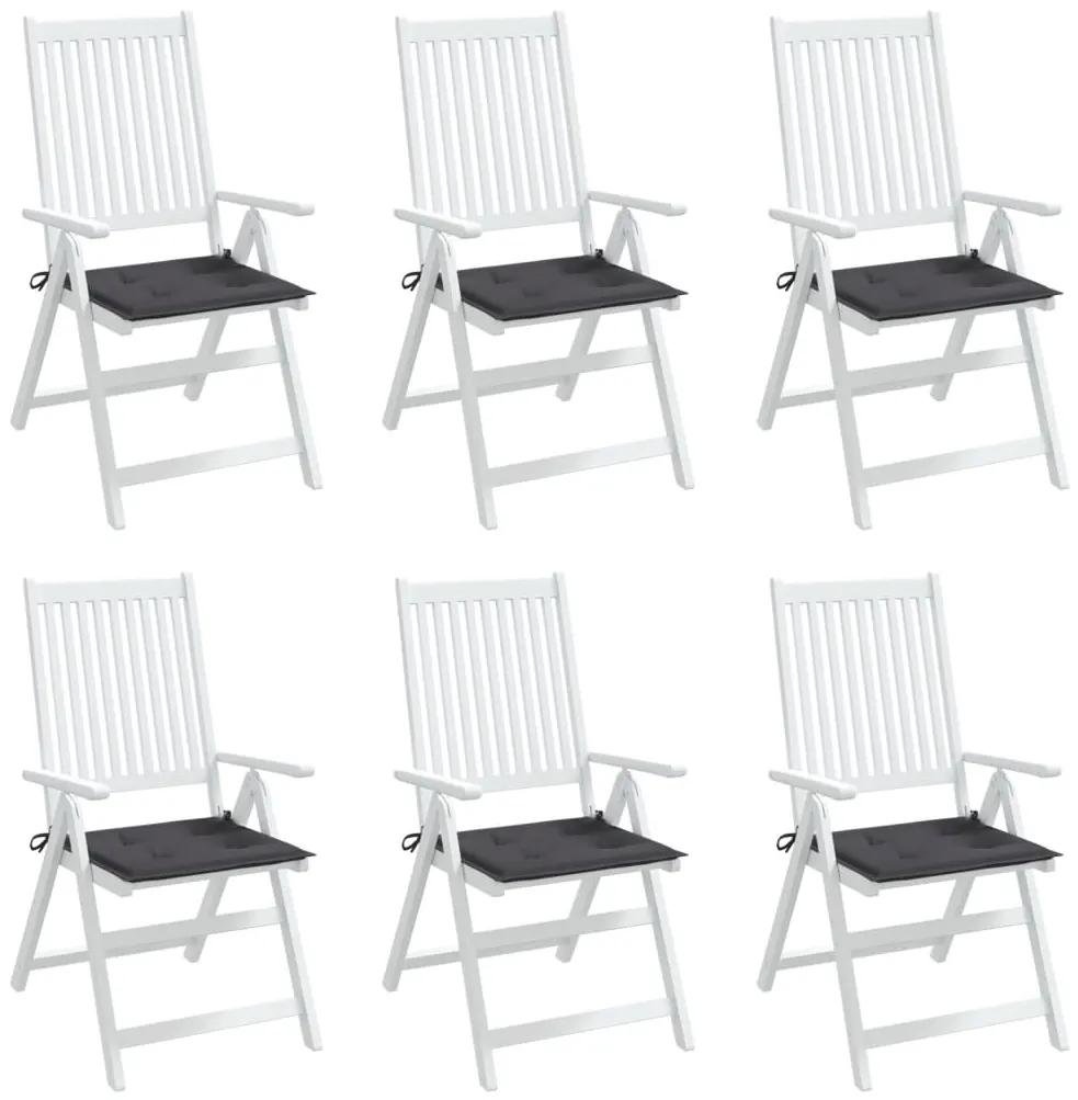 Perne scaun de gradina, 6 buc., antracit, 40x40x3 cm textil 6, Antracit, 40 x 40 x 3 cm